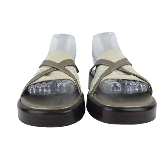 A. Marinelli Womens Brown‎ Slip On Cross Strap Wedge Slide Sandal Size US 8.5 M - Picture 3 of 9